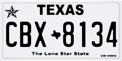 TX license plate CBX8134