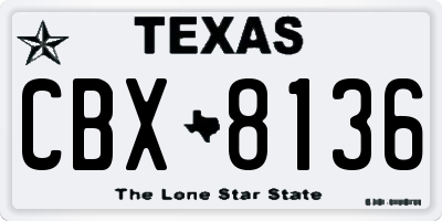 TX license plate CBX8136