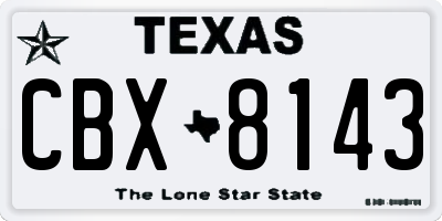 TX license plate CBX8143