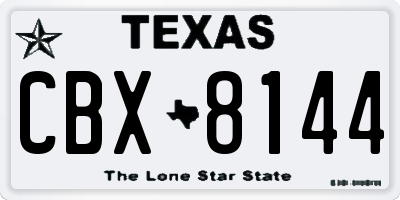 TX license plate CBX8144