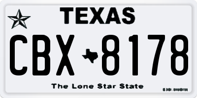 TX license plate CBX8178
