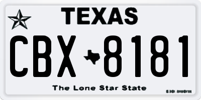 TX license plate CBX8181