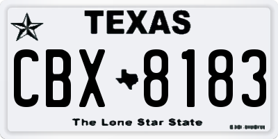 TX license plate CBX8183