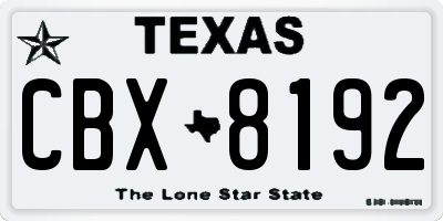 TX license plate CBX8192