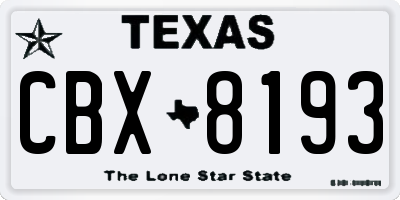 TX license plate CBX8193