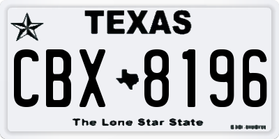 TX license plate CBX8196