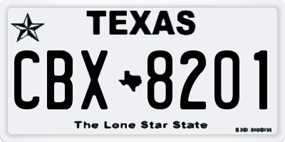 TX license plate CBX8201