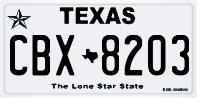 TX license plate CBX8203