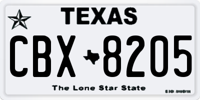 TX license plate CBX8205
