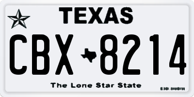 TX license plate CBX8214