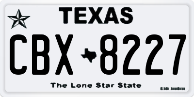 TX license plate CBX8227