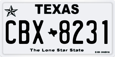 TX license plate CBX8231