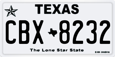 TX license plate CBX8232
