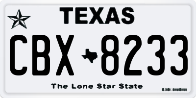 TX license plate CBX8233