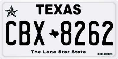 TX license plate CBX8262