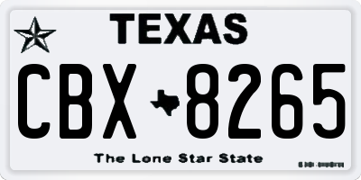 TX license plate CBX8265