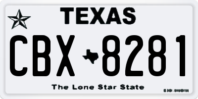 TX license plate CBX8281
