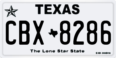 TX license plate CBX8286