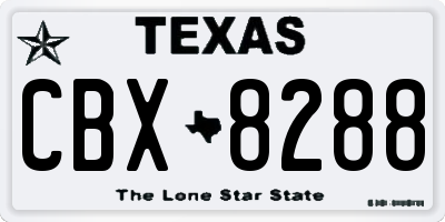 TX license plate CBX8288