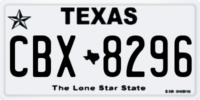 TX license plate CBX8296