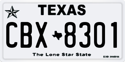 TX license plate CBX8301