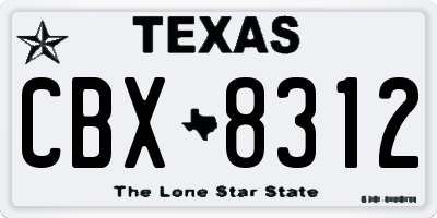TX license plate CBX8312