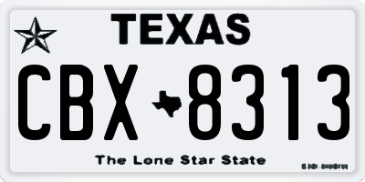 TX license plate CBX8313