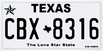 TX license plate CBX8316