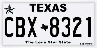 TX license plate CBX8321