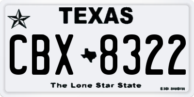 TX license plate CBX8322