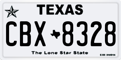 TX license plate CBX8328
