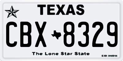 TX license plate CBX8329