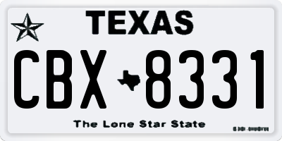 TX license plate CBX8331