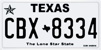 TX license plate CBX8334