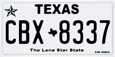 TX license plate CBX8337