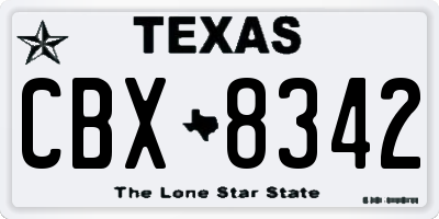 TX license plate CBX8342
