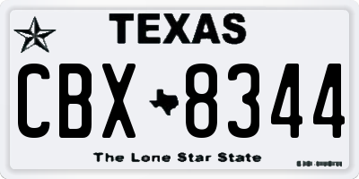 TX license plate CBX8344