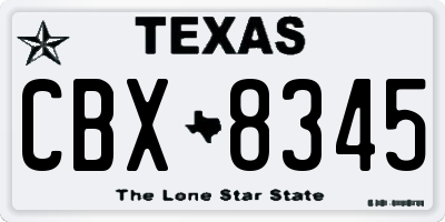 TX license plate CBX8345