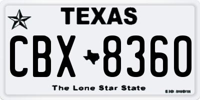 TX license plate CBX8360