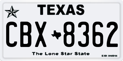 TX license plate CBX8362