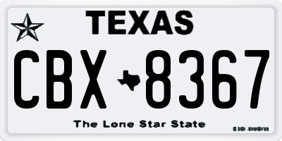 TX license plate CBX8367