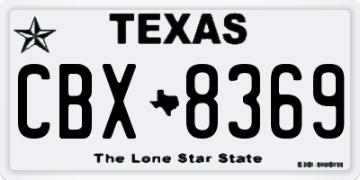 TX license plate CBX8369