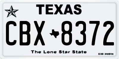 TX license plate CBX8372