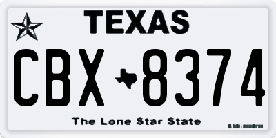 TX license plate CBX8374