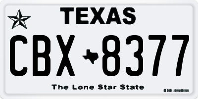 TX license plate CBX8377