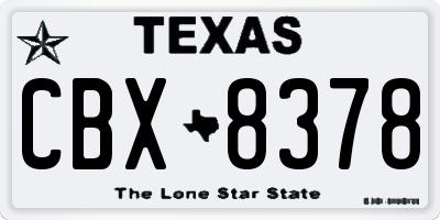 TX license plate CBX8378