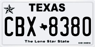 TX license plate CBX8380