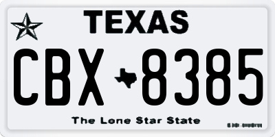 TX license plate CBX8385
