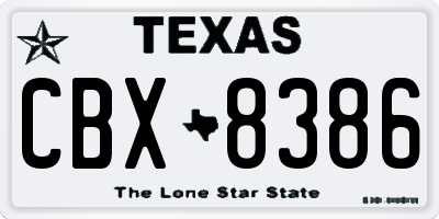 TX license plate CBX8386