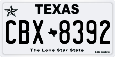 TX license plate CBX8392